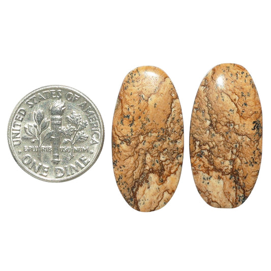 Picture Jasper Pair 13.4x26.5x3.7 mm Oval Shape Polished Gemstone LS130-07383