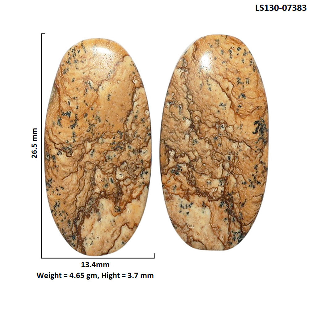 Picture Jasper Pair 13.4x26.5x3.7 mm Oval Shape Polished Gemstone LS130-07383