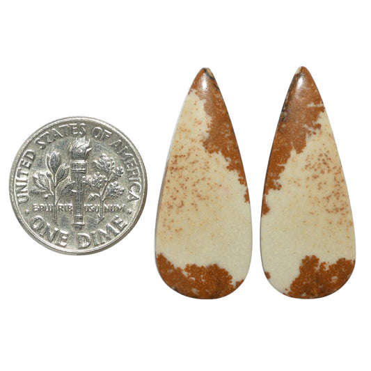 Picture Jasper Pair 12.2x29.6x3.8 mm Pear Shape Polished Gemstone LS130-07387
