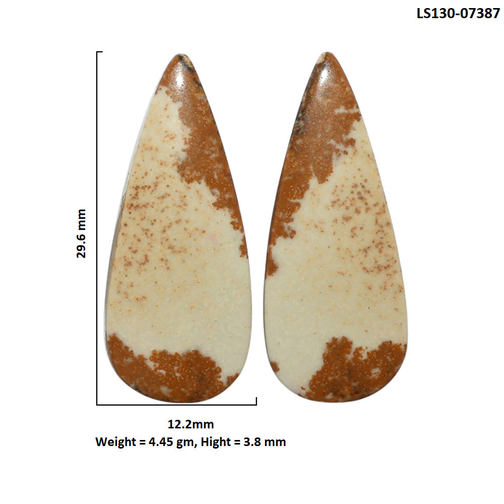 Picture Jasper Pair 12.2x29.6x3.8 mm Pear Shape Polished Gemstone LS130-07387