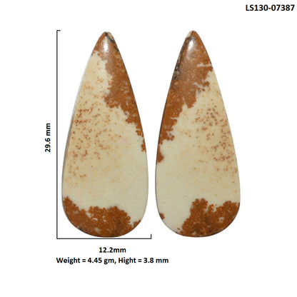 Picture Jasper Pair 12.2x29.6x3.8 mm Pear Shape Polished Gemstone LS130-07387