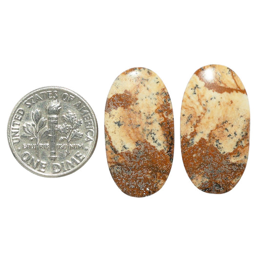 Picture Jasper Pair 13.5x25.1x3.7 mm Oval Shape Polished Gemstone LS130-07392