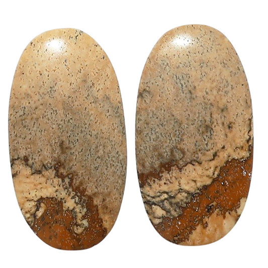 Picture Jasper Pair 12.7x23.7x4 mm Oval Shape Polished Gemstone LS130-07393