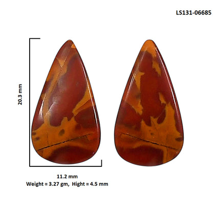 Noreena Jasper Pair 11.2x20.3x4.5 mm Pear Shape Polished Gemstone LS131-06685