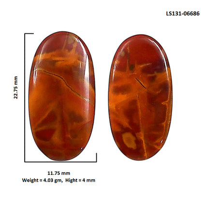 Noreena Jasper Pair 11.75x22.75x4 mm Oval Shape Polished Gemstone LS131-06686