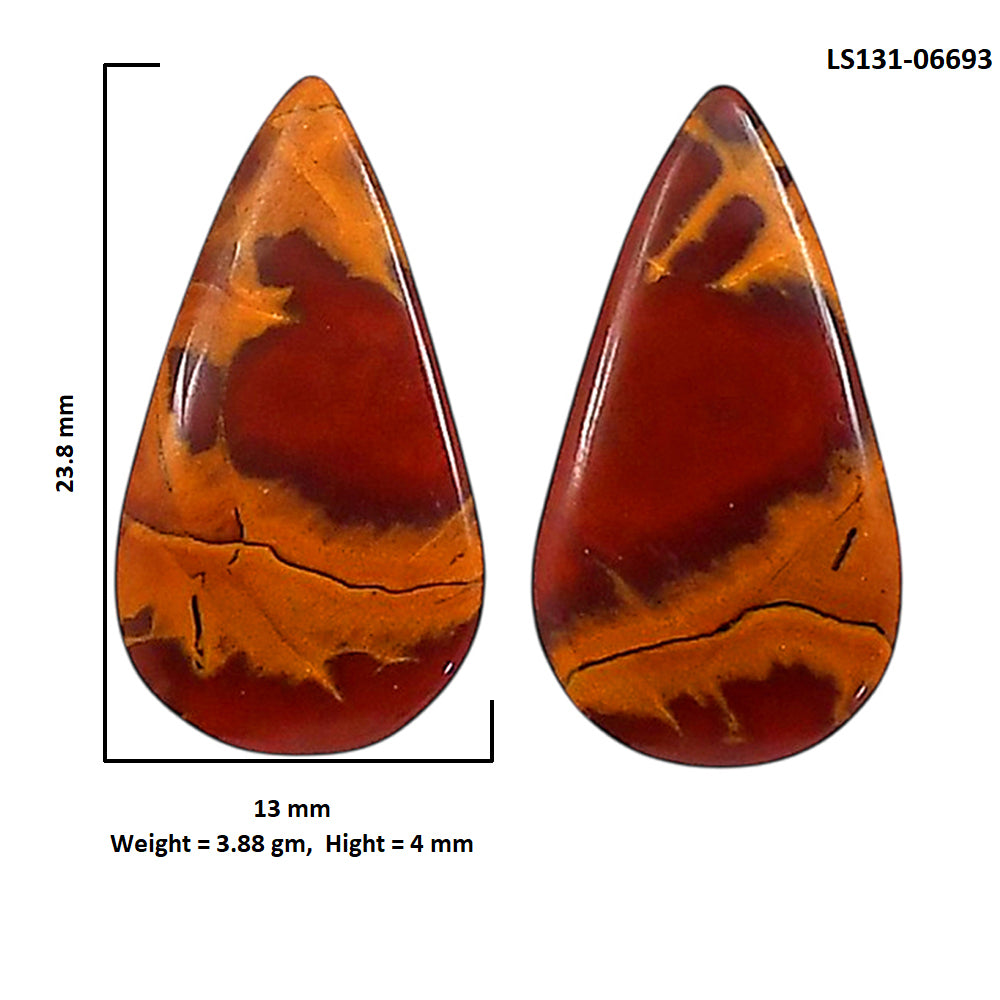 Noreena Jasper Pair 13x23.8x4 mm Pear Shape Polished Gemstone LS131-06693