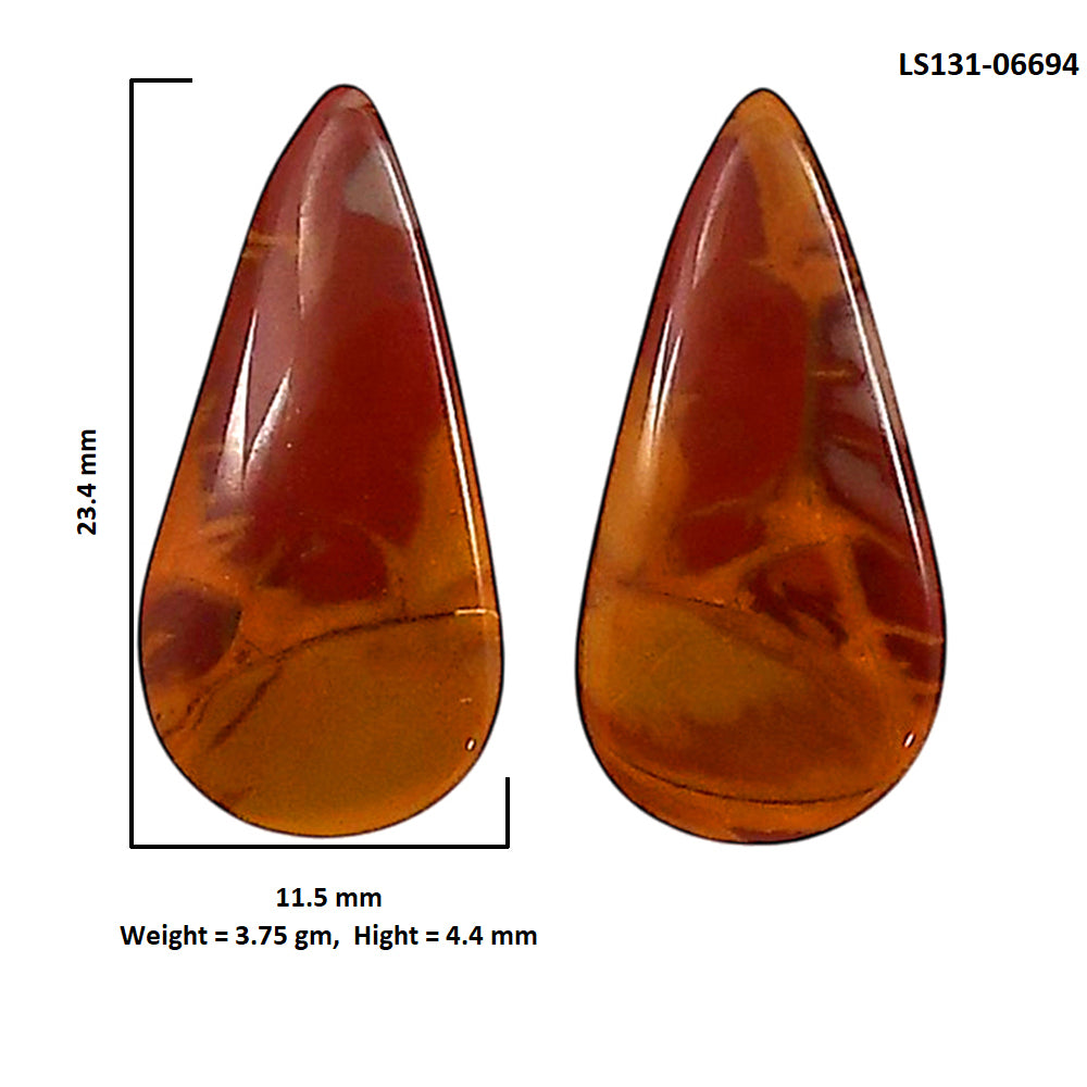 Noreena Jasper Pair 11.5x23.4x4.4 mm Pear Shape Polished Gemstone LS131-06694
