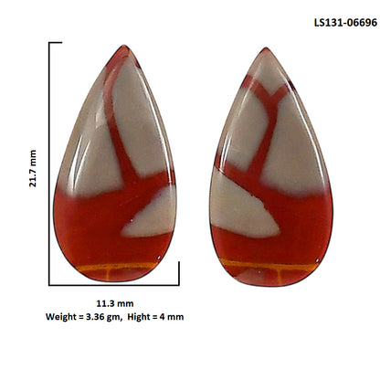 Noreena Jasper Pair 11.3x21.7x4 mm Pear Shape Polished Gemstone LS131-06696