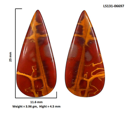 Noreena Jasper Pair 11.6x25x4.5 mm Pear Shape Polished Gemstone LS131-06697