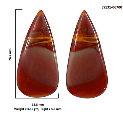 Noreena Jasper Pair 13.8x26.7x4.5 mm Pear Shape Polished Gemstone LS131-06700