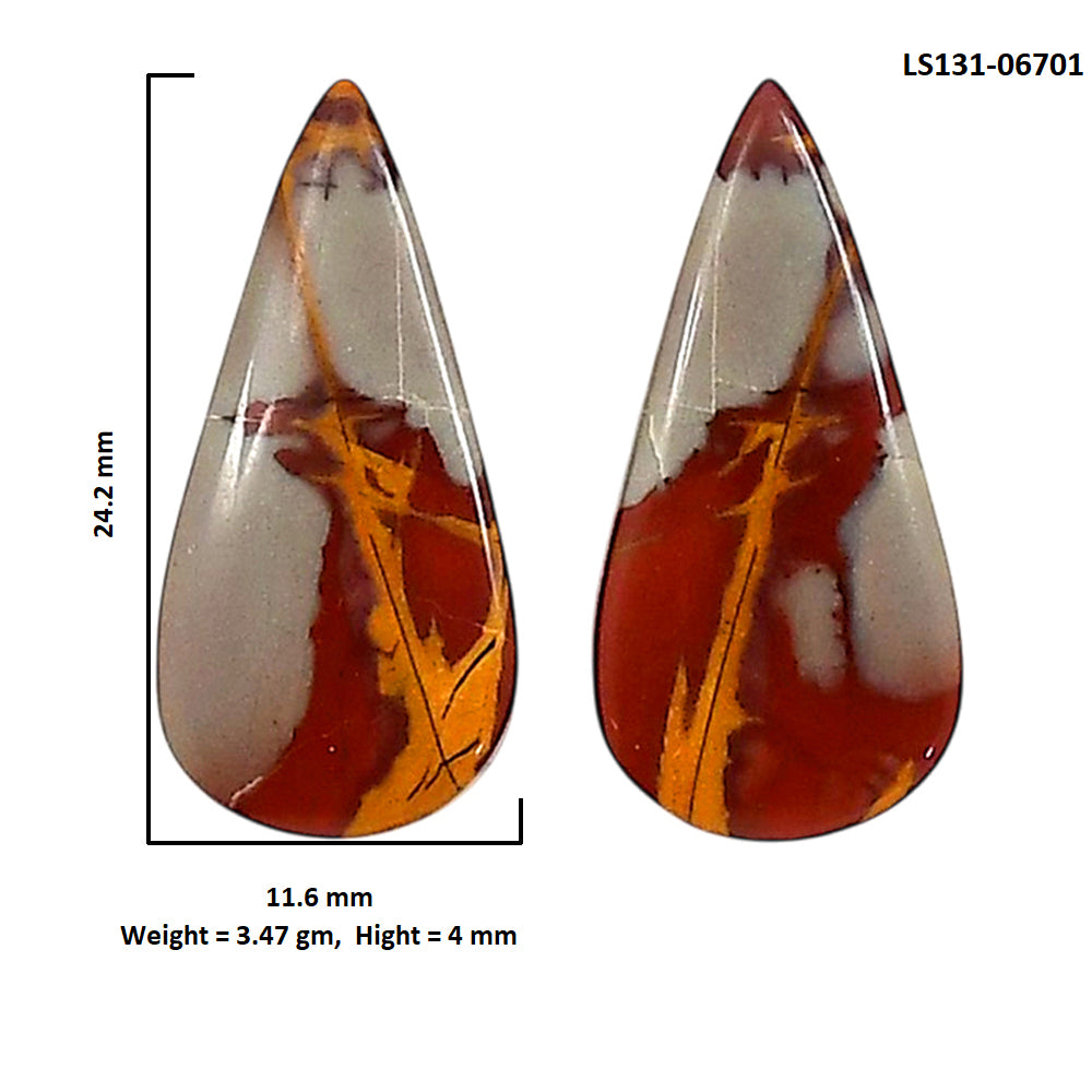Noreena Jasper Pair 11.6x24.2x4 mm Pear Shape Polished Gemstone LS131-06701