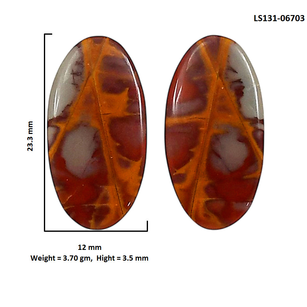 Noreena Jasper Pair 12x23.3x3.5 mm Oval Shape Polished Gemstone LS131-06703
