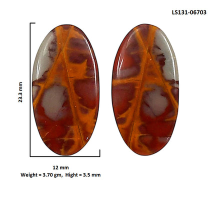 Noreena Jasper Pair 12x23.3x3.5 mm Oval Shape Polished Gemstone LS131-06703