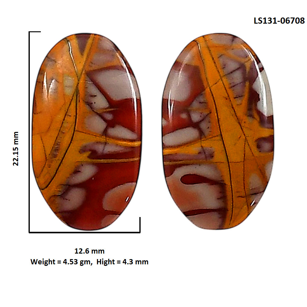 Noreena Jasper Pair 12.6x22.15x4.3 mm Oval Shape Polished Gemstone LS131-06708