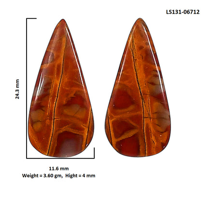 Noreena Jasper Pair 11.6x24.3x4 mm Pear Shape Polished Gemstone LS131-06712
