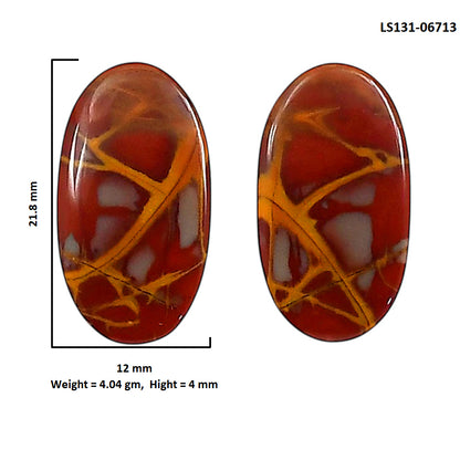 Noreena Jasper Pair 12x21.8x4 mm Oval Shape Polished Gemstone LS131-06713