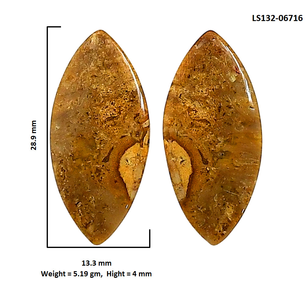 Plume Agate Pair 13.3x28.9x4 mm Marquise Shape Polished Gemstone LS132-06716
