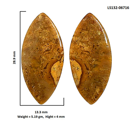 Plume Agate Pair 13.3x28.9x4 mm Marquise Shape Polished Gemstone LS132-06716
