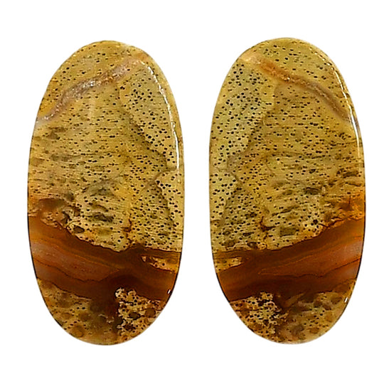 Plume Agate Pair 14.6x28.2x4 mm Oval Shape Polished Gemstone LS132-06717