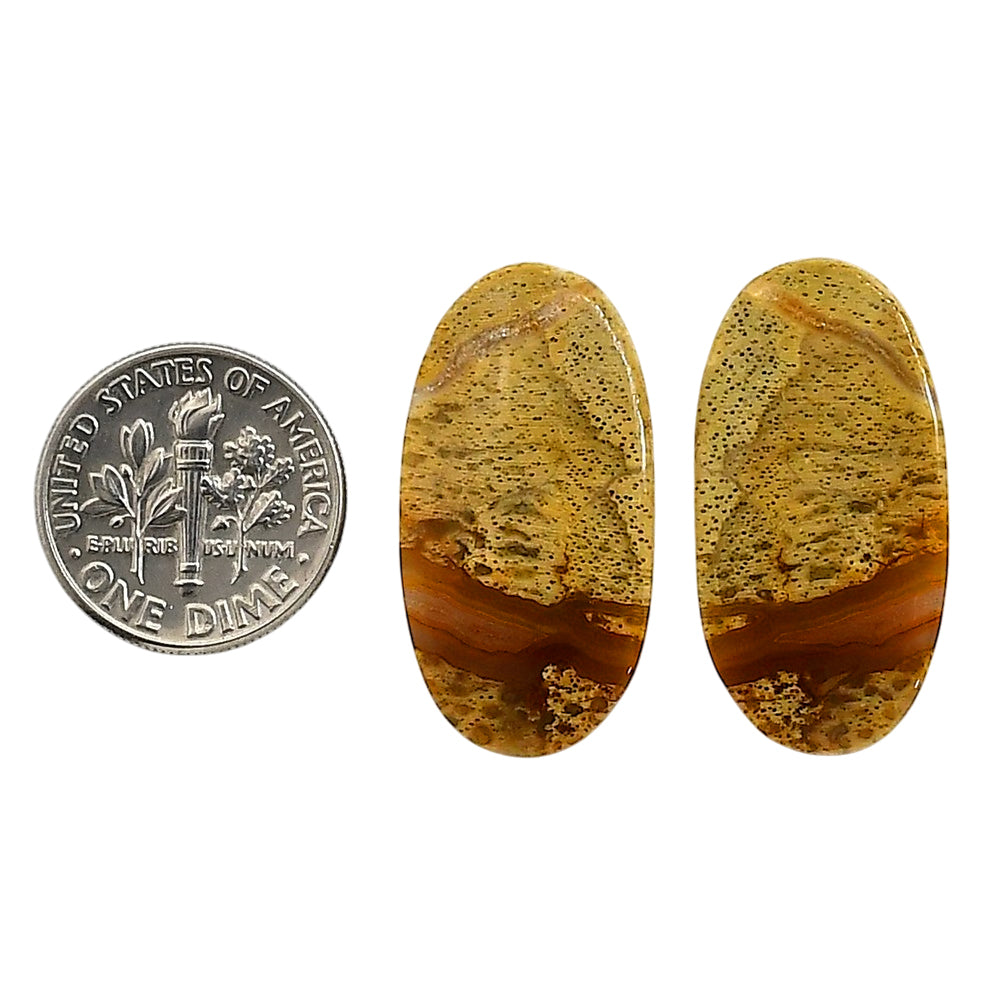 Plume Agate Pair 14.6x28.2x4 mm Oval Shape Polished Gemstone LS132-06717