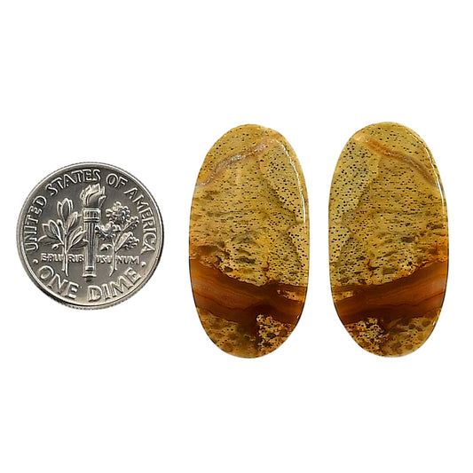 Plume Agate Pair 14.6x28.2x4 mm Oval Shape Polished Gemstone LS132-06717