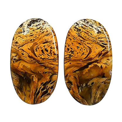 Plume Agate Pair 13x23x4 mm Oval Shape Polished Gemstone LS132-06718