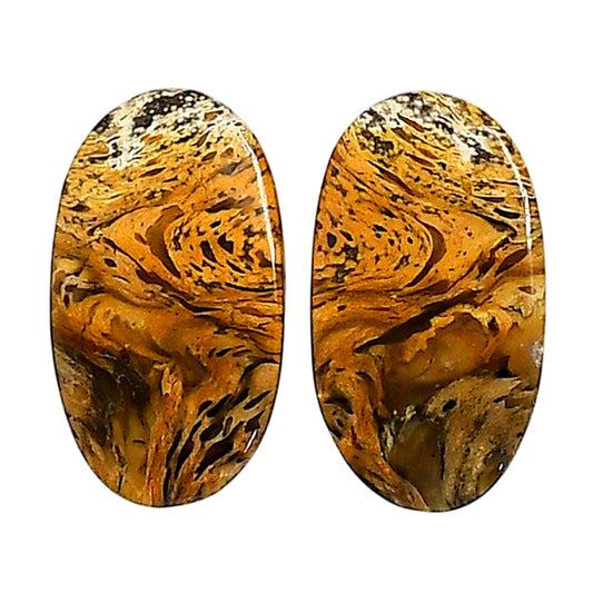 Plume Agate Pair 13x23x4 mm Oval Shape Polished Gemstone LS132-06718