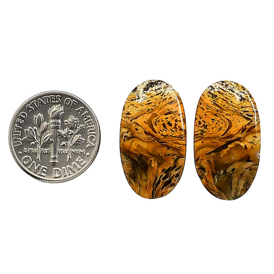 Plume Agate Pair 13x23x4 mm Oval Shape Polished Gemstone LS132-06718