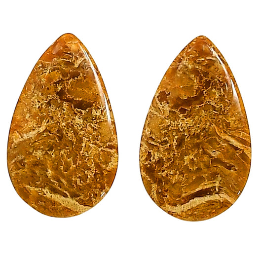 Plume Agate Pair 13x23x4 mm Pear Shape Polished Gemstone LS132-06719