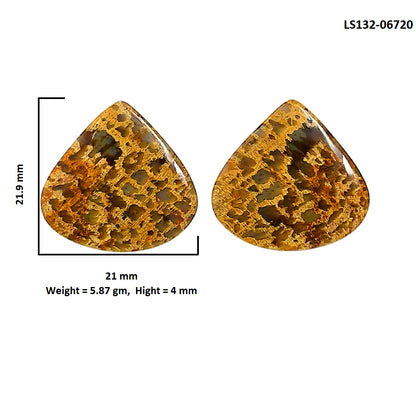 Plume Agate Pair 21x21.9x4 mm Heart Shape Polished Gemstone LS132-06720