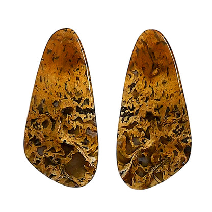 Plume Agate Pair 13.2x28.2x4 mm Fancy Shape Polished Gemstone LS132-06721