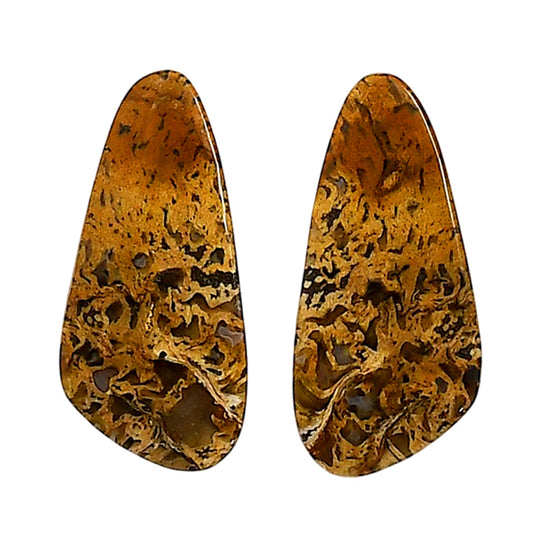 Plume Agate Pair 13.2x28.2x4 mm Fancy Shape Polished Gemstone LS132-06721