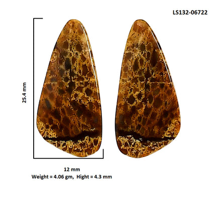 Plume Agate Pair 12x25.4x4.3 mm Fancy Shape Polished Gemstone LS132-06722