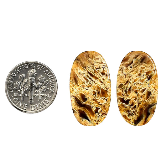 Plume Agate Pair 14x25.3x4.5 mm Oval Shape Polished Gemstone LS132-06723