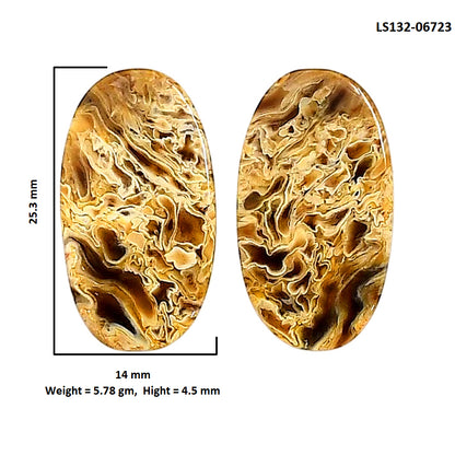 Plume Agate Pair 14x25.3x4.5 mm Oval Shape Polished Gemstone LS132-06723