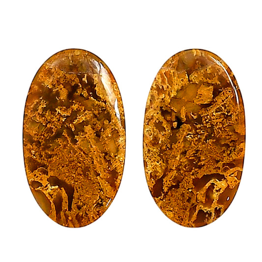 Plume Agate Pair 14x24.2x4.2 mm Oval Shape Polished Gemstone LS132-06724