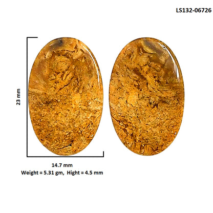 Plume Agate Pair 14.7x23x4.5 mm Oval Shape Polished Gemstone LS132-06726