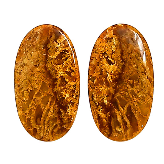 Plume Agate Pair 14x24.6x4 mm Oval Shape Polished Gemstone LS132-06727