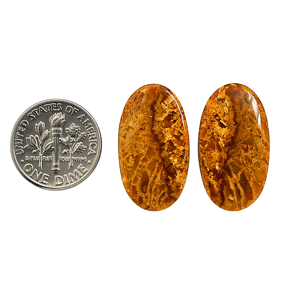 Plume Agate Pair 14x24.6x4 mm Oval Shape Polished Gemstone LS132-06727