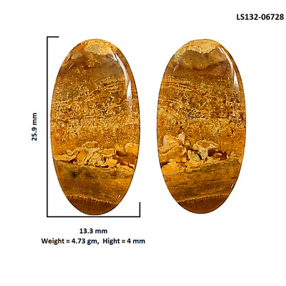 Plume Agate Pair 13.3x25.9x4 mm Oval Shape Polished Gemstone LS132-06728
