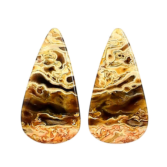 Plume Agate Pair 13.4x25.9x4.4 mm Pear Shape Polished Gemstone LS132-06729