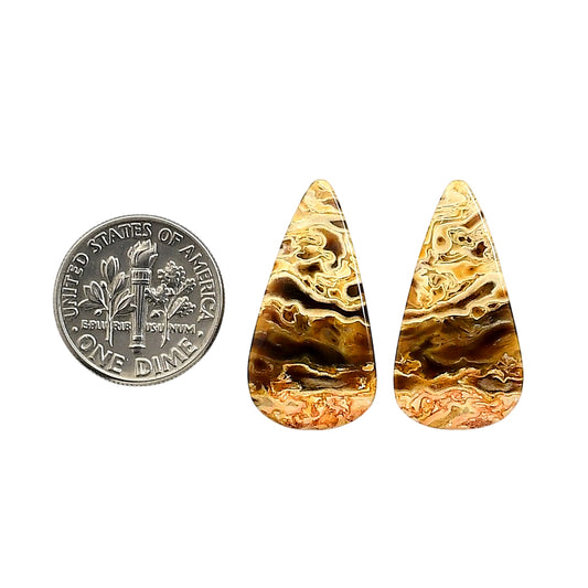 Plume Agate Pair 13.4x25.9x4.4 mm Pear Shape Polished Gemstone LS132-06729