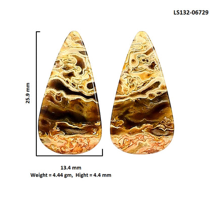 Plume Agate Pair 13.4x25.9x4.4 mm Pear Shape Polished Gemstone LS132-06729