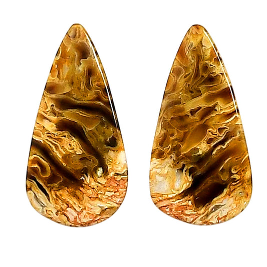 Plume Agate Pair 12.8x25x4.3 mm Pear Shape Polished Gemstone LS132-06730