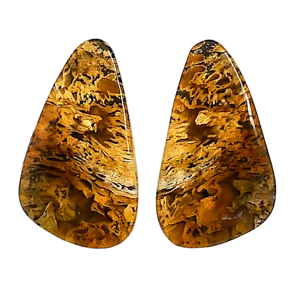 Plume Agate Pair 14x24.2x4 mm Fancy Shape Polished Gemstone LS132-06733