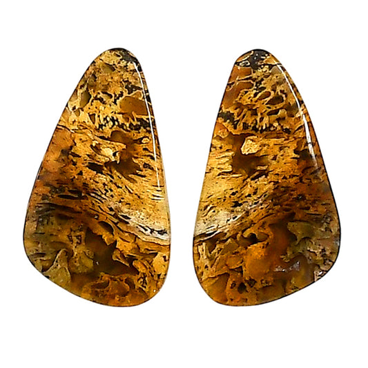 Plume Agate Pair 14x24.2x4 mm Fancy Shape Polished Gemstone LS132-06733