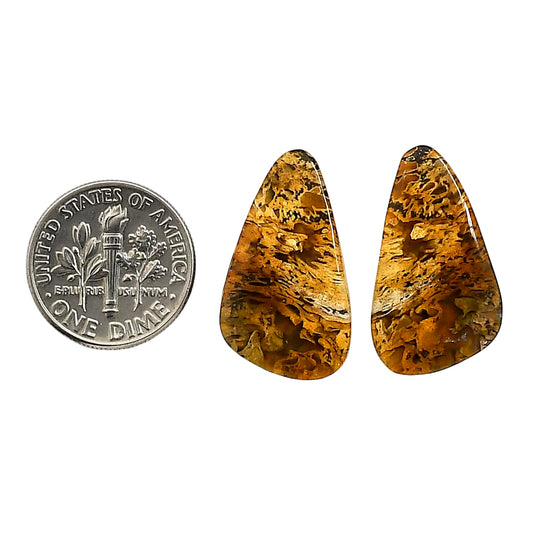 Plume Agate Pair 14x24.2x4 mm Fancy Shape Polished Gemstone LS132-06733