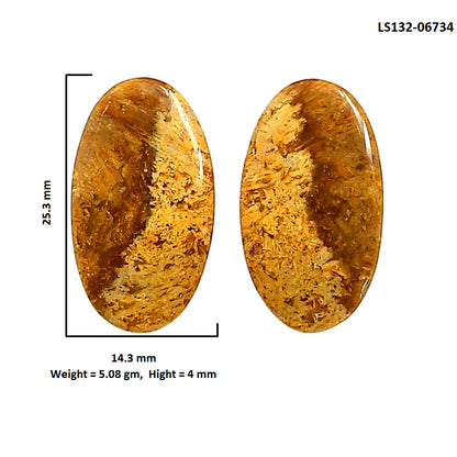 Plume Agate Pair 14.3x25.3x4 mm Oval Shape Polished Gemstone LS132-06734