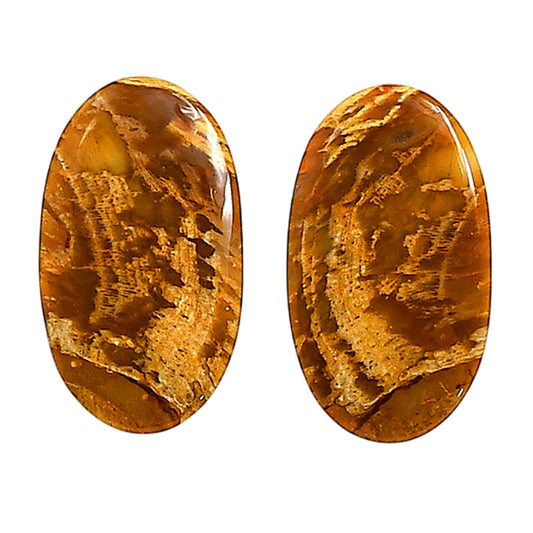 Plume Agate Pair 14.5x25.25x4.5 mm Oval Shape Polished Gemstone LS132-06737