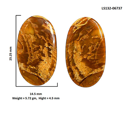 Plume Agate Pair 14.5x25.25x4.5 mm Oval Shape Polished Gemstone LS132-06737